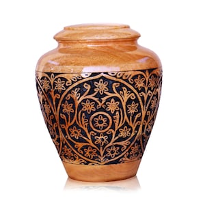 True Hand Carved Turn Wood Urn for Human Ashes | Handmade Wooden Cremation Urns, Threaded Lid Funeral Urns for Men,Women