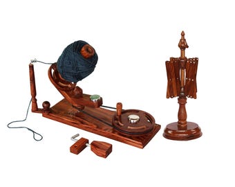 Handmade Wooden Yarn Winder with Yarn Swift: Knitting Accessories