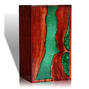Epoxy Resin Green Texture Wooden Urn – Wood Cremation Urn for Ashes Keepsake Box, Adult Cremation Urn for Human Ashes,  Memorial Gift 250lbs