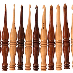 Mix Wood Crochet Hooks Set for Yarn Crafts | 7” Long Wooden Crochet Hooks 3.5 mm to 15 mm