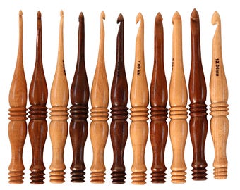 Juego de agujas de crochet de madera hechas a mano: 3,5 mm - 15 mm, Yarn Crafts
