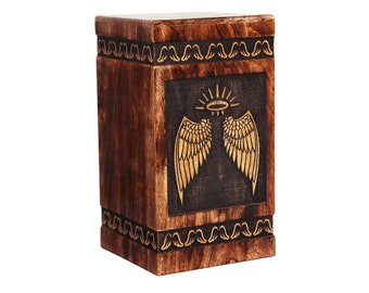 Personalized Angel Wings Wooden Cremation Urn: Handmade Memorial