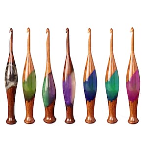 Ensemble de crochets en bois ornés de résine : collection Yarn Crafts