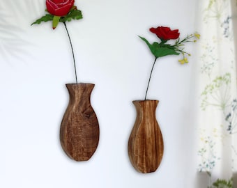 Handmade Wooden Wall Vase: Rustic Home Decor, 3 Sizes