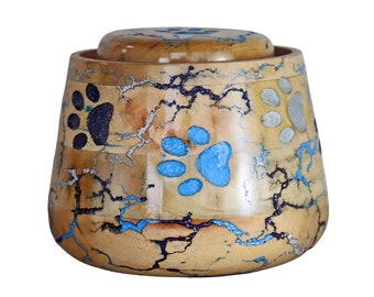 Thunder Design Pet Urn for Ashes | Handmade Carved Paw Wooden Cremation Urn for Pet Ashes | Personalized Urn for Dog