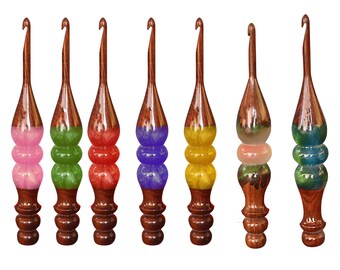 Handmade Wooden Crochet Hook Set: Epoxy Resin Crochet Needles