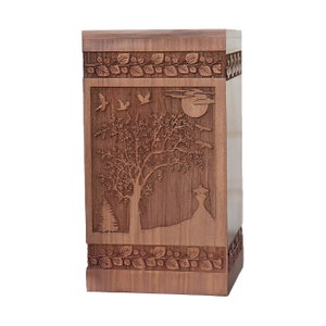 Carved Rosewood urn for human ashes | Tree of life Wooden urn for ashes | Personalized Memorial Cremation urn box for your loved one