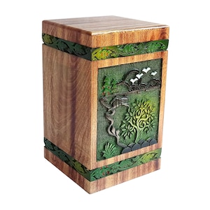 Tree of Life Cremation Urn: Handcrafted Wooden Funeral Urn