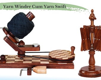 Wood Yarn Winder Combo: Knitting Skein Swift & Ball Winder