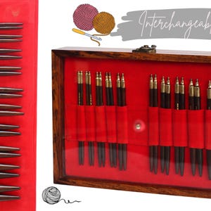 Travel Knitting Set – Compact knitting needle set with a wooden case, perfect for knitters who enjoy crafting on the go.