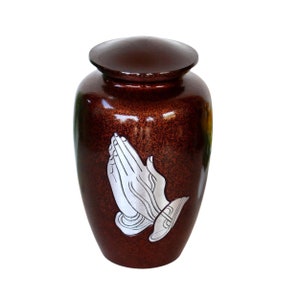 Hands Praying Metal Urn for Ashes – Lidded Cremation Urns for Human Ashes – Funeral Memorial Gifts in Loving Memory