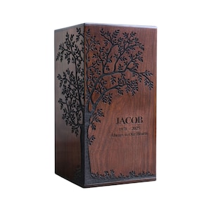 Tree of Life Wooden Cremation Urn – Handmade Personalized Memorial Keepsake
