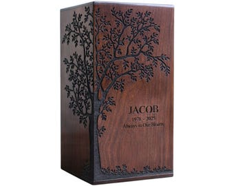 Tree of Life Wooden Cremation Urn – Handmade Personalized Memorial Keepsake