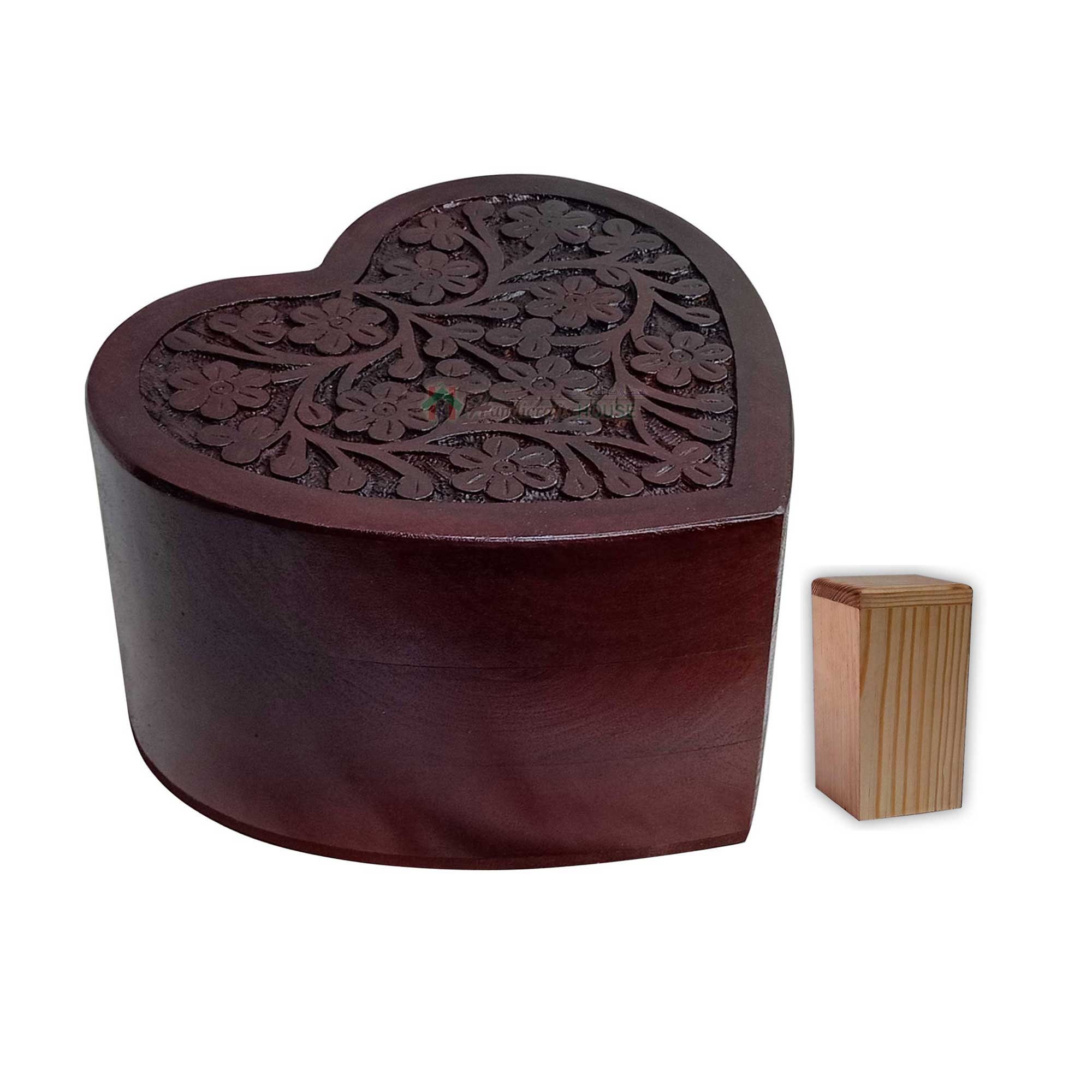 Heart Shaped Wooden Urn Wood Cremation Urns with Hands Etsy