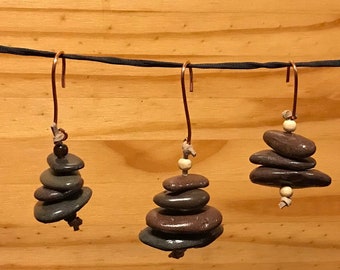 Stone Cairn Christmas Ornament - handcrafted with stones from Lake Superior