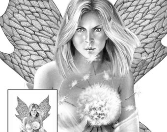 Poppy Fairy Grayscale Fairy Coloring Pages Pdf Instant Etsy