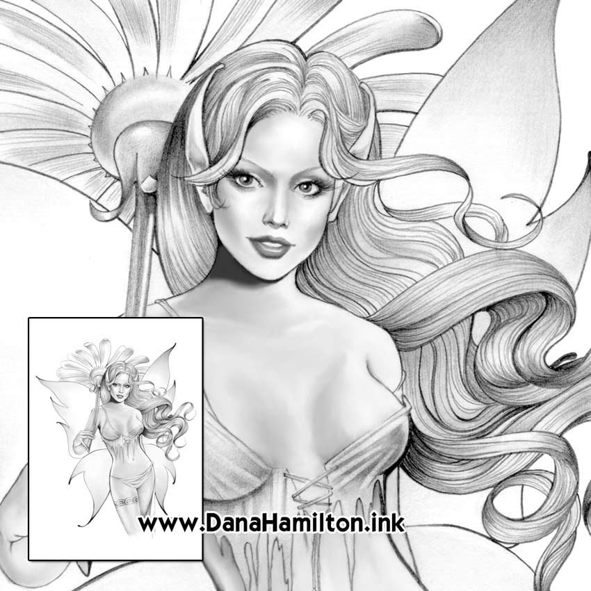 Daisy Fairy Grayscale Fairy Coloring Pages Pdf Instant Etsy