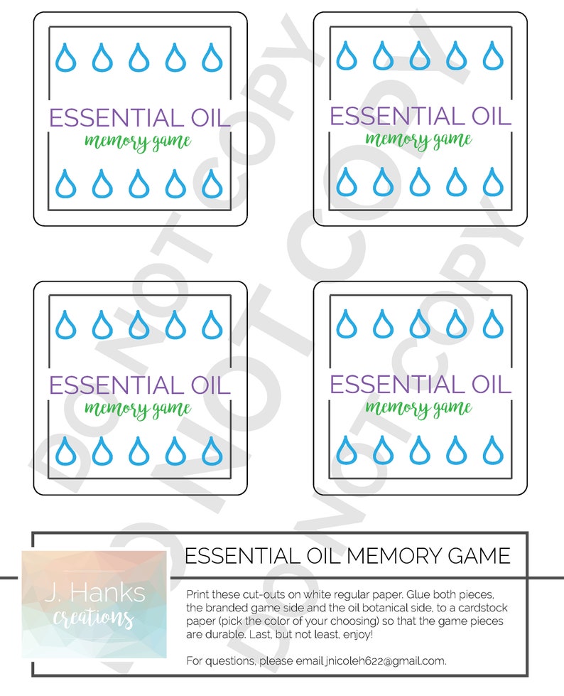 Essential Oil Memory Game Etsy