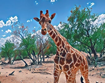 Giraffe Watercolor Artwork / Digital Artwork / Digital Photography / Original Artwork / PNG - DIGITAL DOWNLOAD