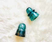 Vintage Brookfield Glass Beehive Aqua Teal Telegraph Insulators Set of 2