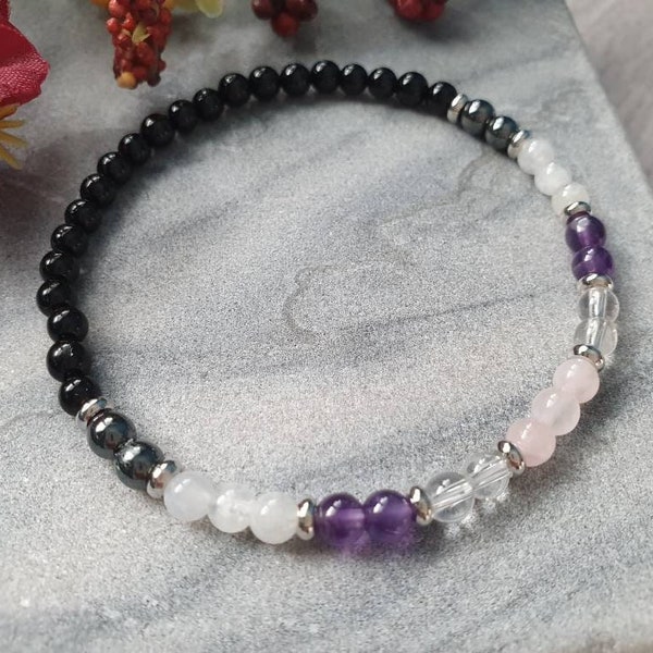 Empath Protection Bracelet, 4mm Gemstone Mala, Aura Cleansing Mala, Negativity Block, Energy Shield, Psychic Shield, Healing Crystals, Gift