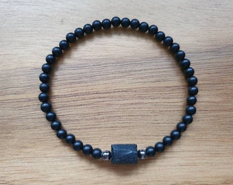 4mm Raw Black Tourmaline Bracelet With Matte Onyx, Negative Energy Protection, Grounding, Will Power, Healing Crystals, Discipline, Strength