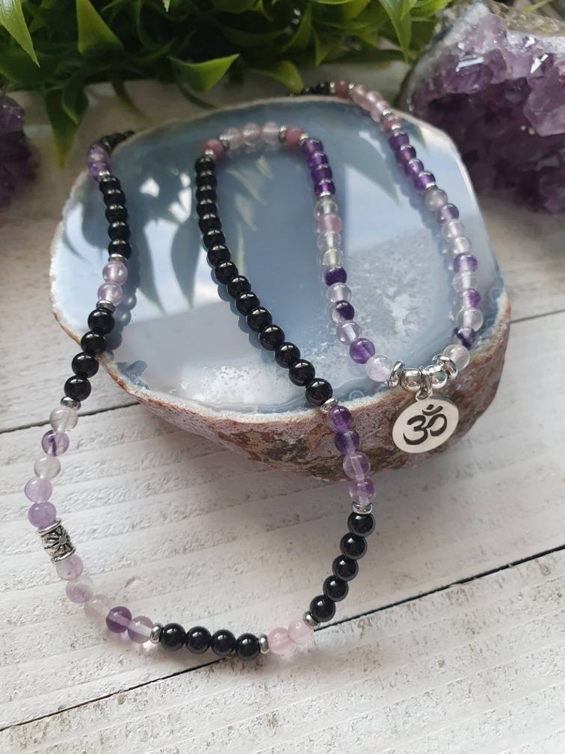 Stress /& Anxiety Relief Mala Well Being Positive Energy Wrap Bracelet Healing Crystals Meditation Beads 108 Mala Necklace Protection