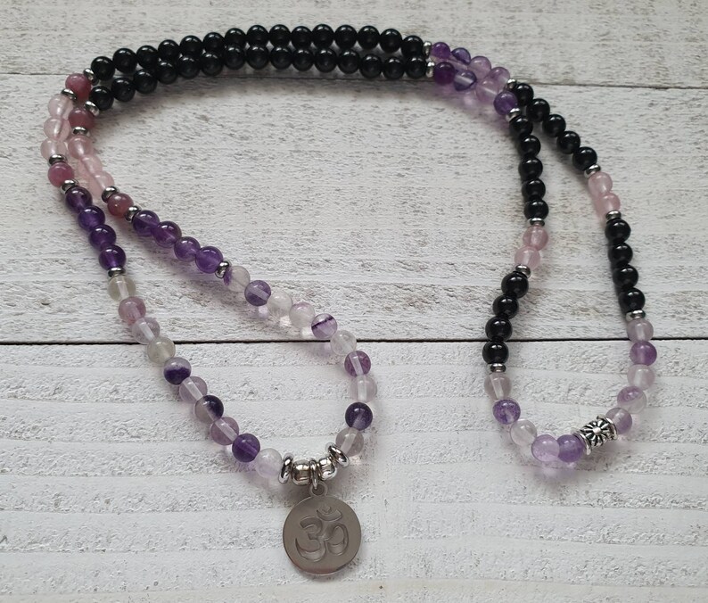 Stress /& Anxiety Relief Mala Well Being Positive Energy Wrap Bracelet Healing Crystals Meditation Beads 108 Mala Necklace Protection
