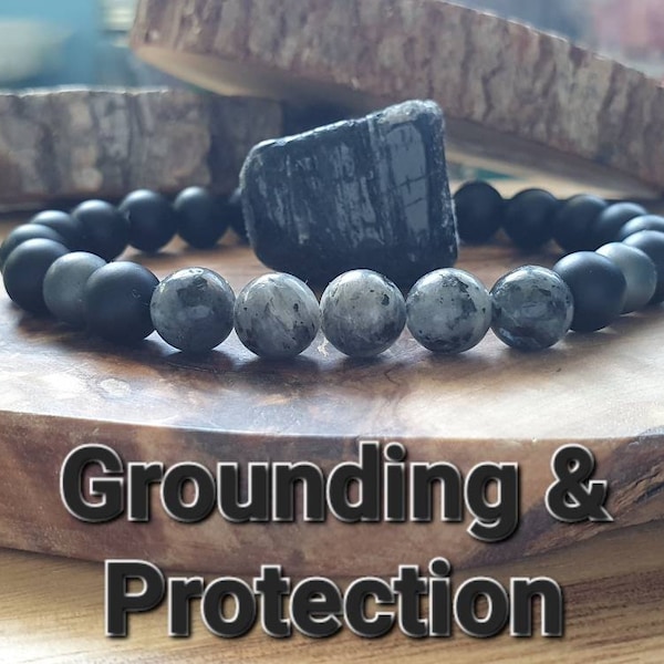 Men's Grounding & Protection Bracelet, Negativity Block, Self Confidence Mala, Protective Amulet, Boyfriend, Husband Gift, Masculine Jewelry