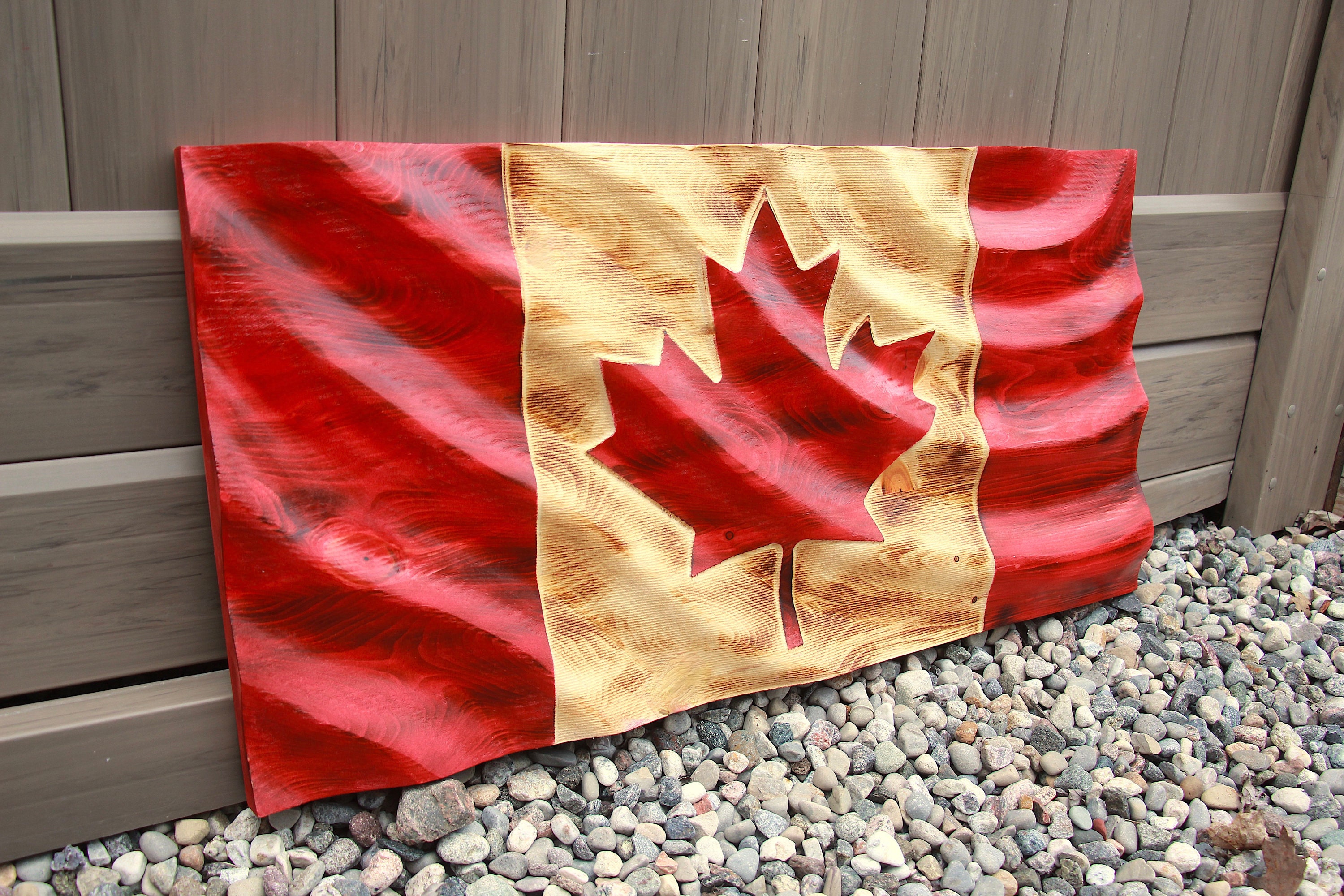 3D Wavy Wooden Canada Flag Wall Art Wood Sign 3D Maple Etsy