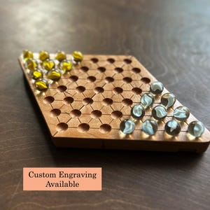 Folding 2-Player Chinese Checkers | Travel Size | Built-in Storage | Board Game | Marbles | Personalized | Soild Hardwood | Sternhalma
