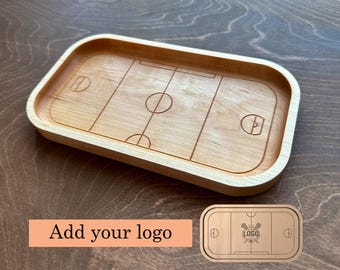 Box Lacrosse Field Shape Premium Hardwood Catchall Tray | Personalized | Custom Logo | Maple Cherry Walnut | Fan Player Coach Gift