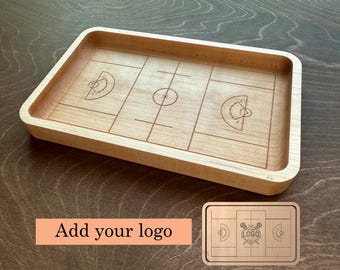 Field Lacrosse Field Shape Premium Hardwood Catchall Tray | Personalized | Custom Logo | Maple | Cherry | Walnut | Fan Player Coach Gift