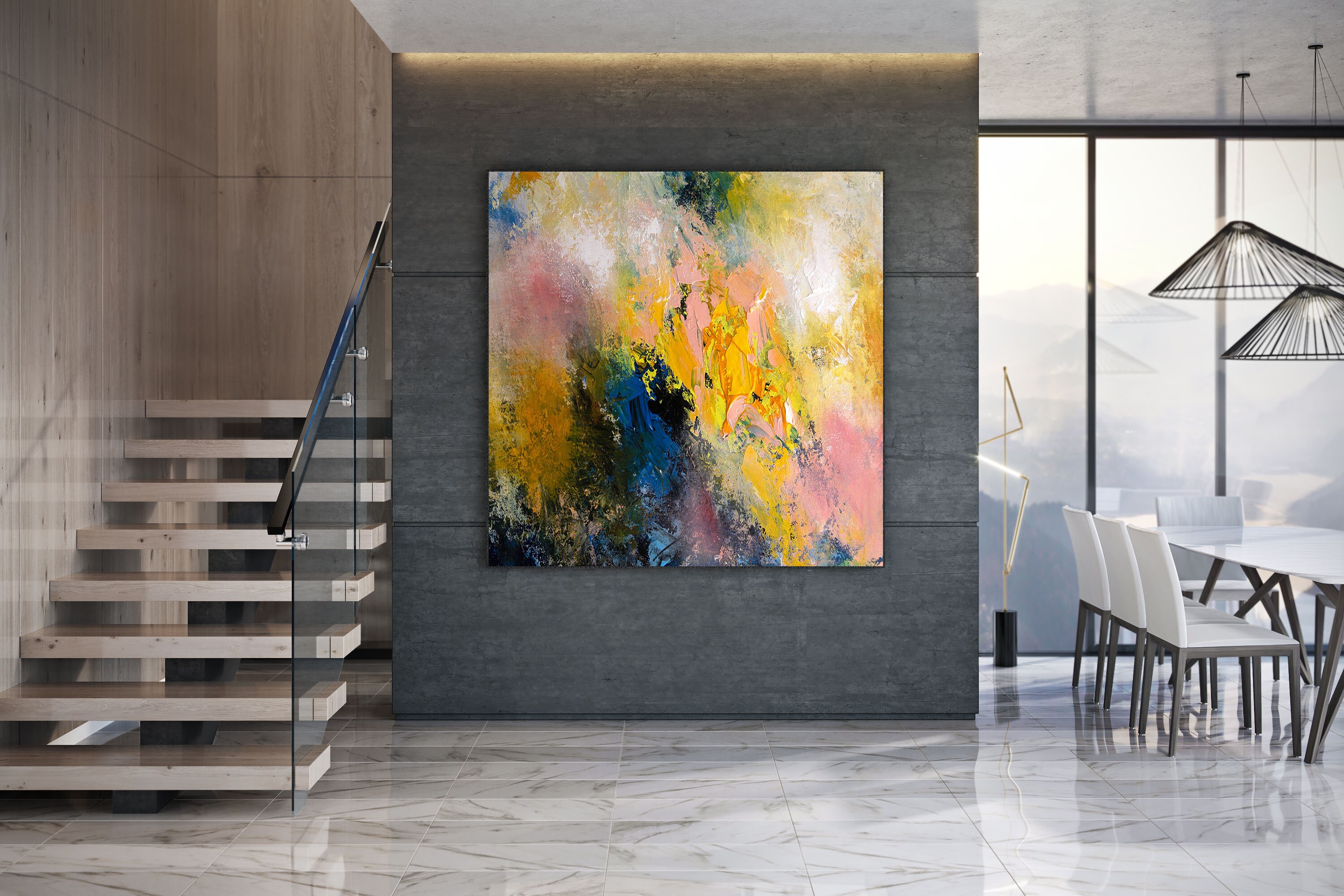 Large Abstract Art on CanvasOriginal PaintingDine Room Wall Etsy