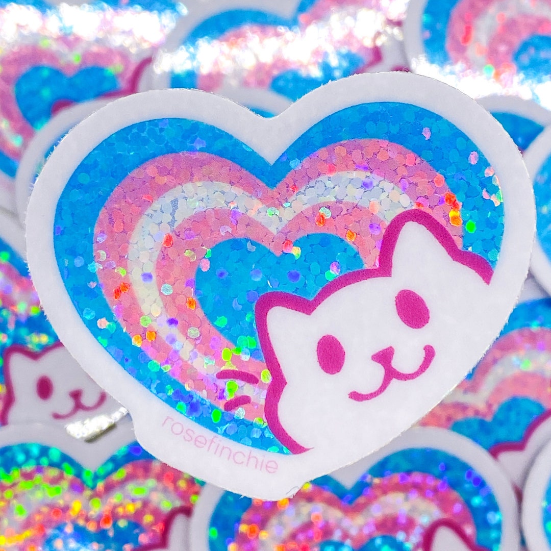 Trans Pride Cat Heart - 2” LGBT Glitter Sticker - Etsy