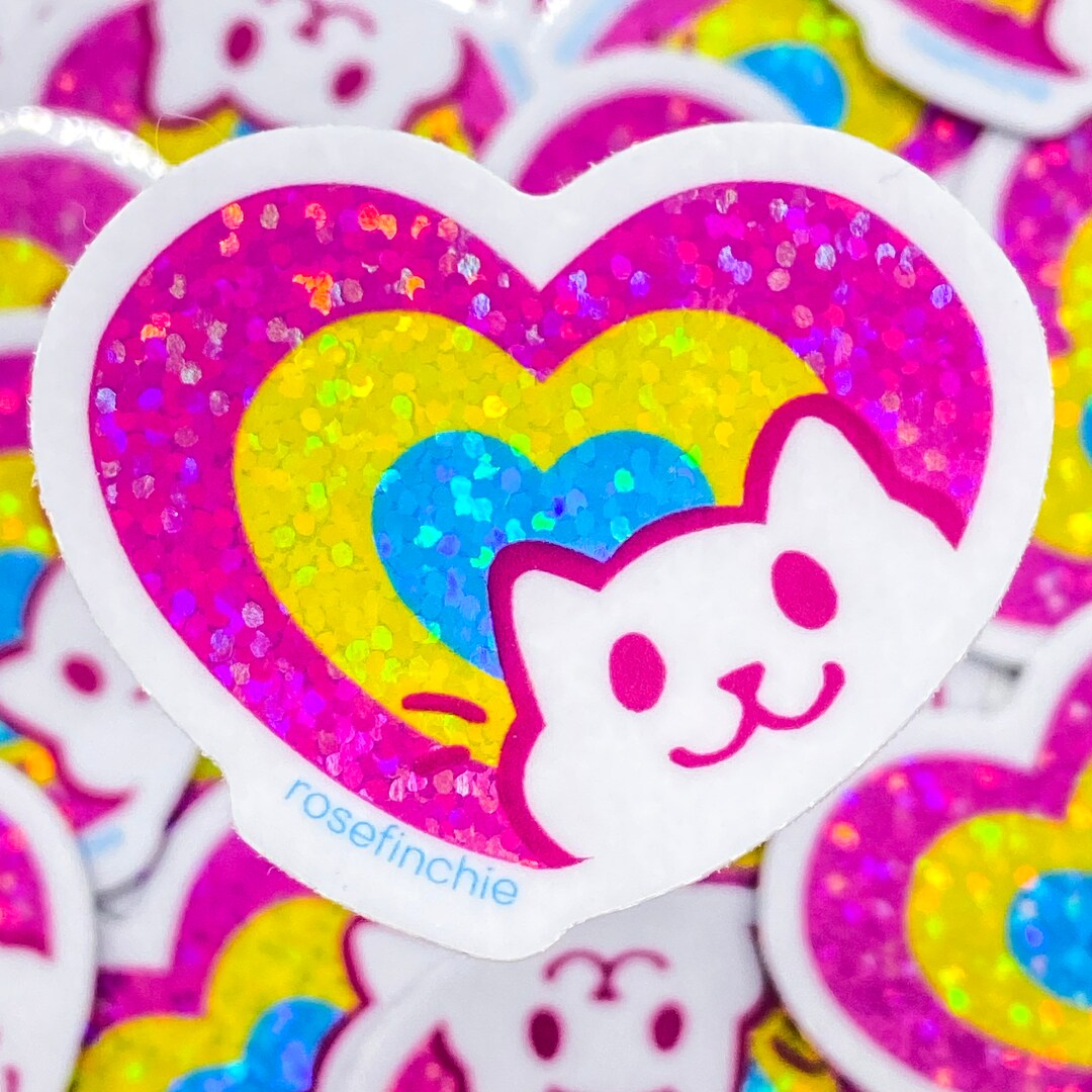Pan Pride Cat Heart - 2” LGBT Glitter Sticker - Etsy