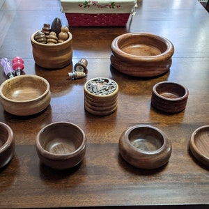 Elegant Turned Bowls, some w lids - each unique, signed & dated by craftsman. in domestic or exotic woods