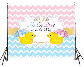 DORCEV 5x4ft Baby Shower Photography Backdrop Cartoon Yellow Duck Theme Baby Shower Birthday Party Background Cartoon Yellow Duck White Dot Bubble Kids Children Baby Shower Photo Studio Props