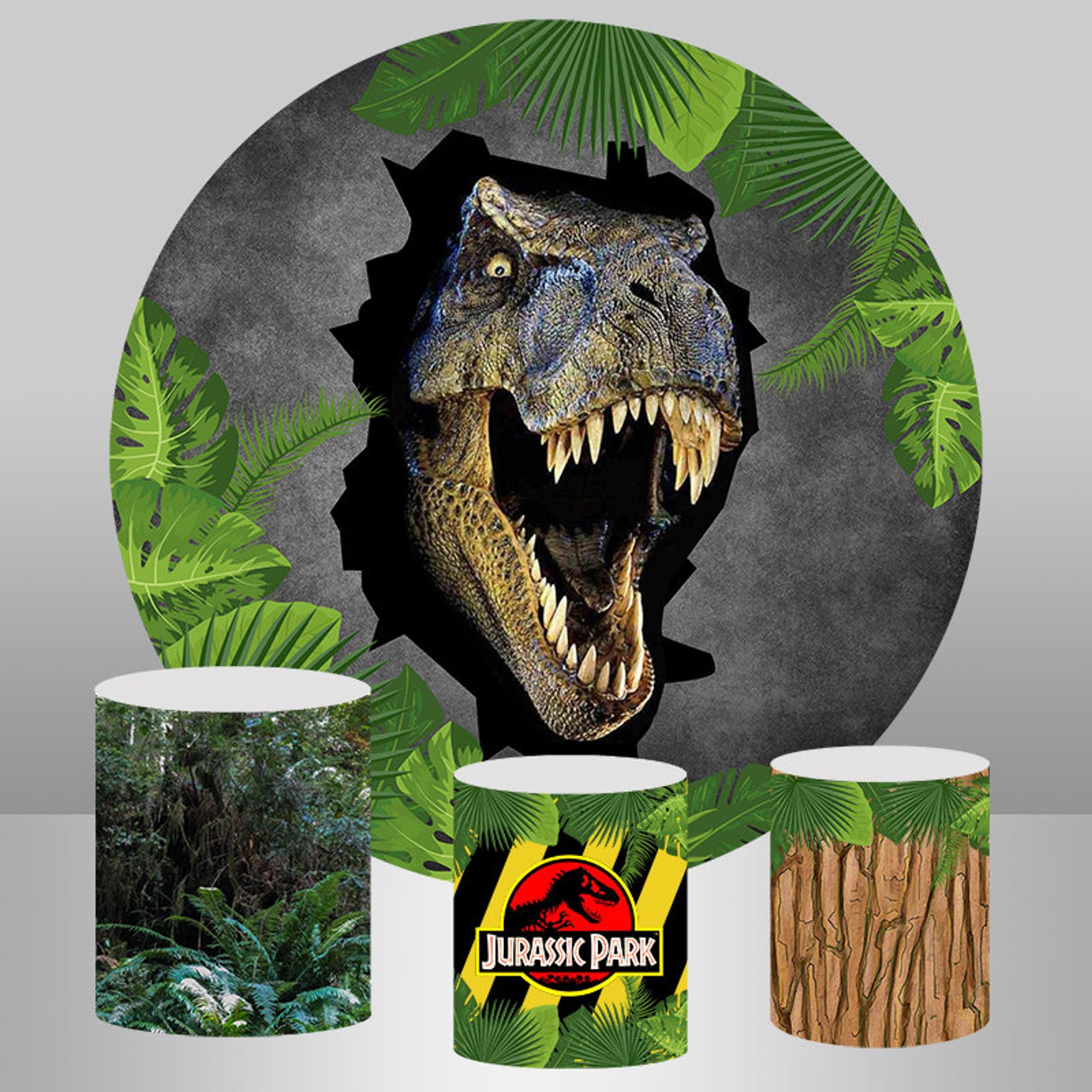 Round Backdrops Jurassic World Theme Backdrop Dinosaur Park Etsy