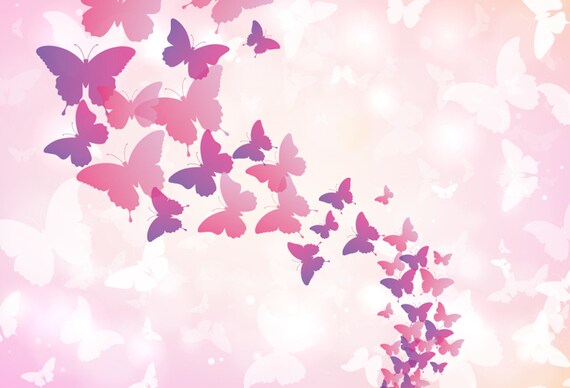 8x12 FT Butterfly Vinyl Photography Backdrop,Abstract Spring Nature Theme Butterfly Silhouettes Peaceful Romantic Illustration Background for Baby Birthday Party Wedding Graduation Home Decoration