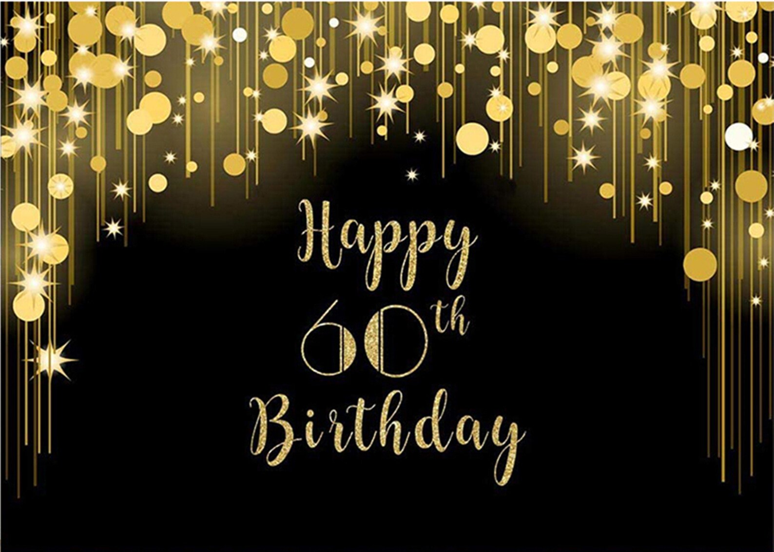 Happy 60th Birthday Backdrops for Party Black and Gold 60 | Etsy