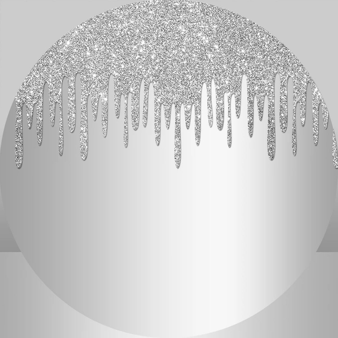 Glitter Silver Round Backdrop Cover Child Birthday Party Etsy