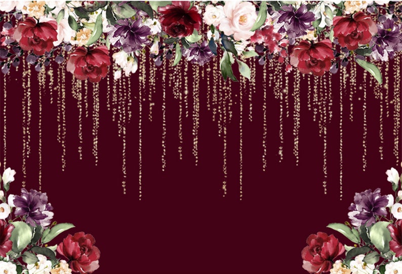 Wedding Photography Backgrounds Burgundy Pink Flowers Drop Etsy