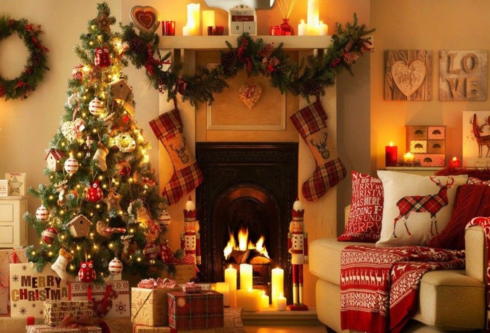 Merry Christmas Party Backdrops Indoor Christmas Tree Candles | Etsy
