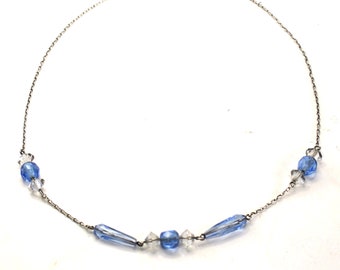 Art Deco vintage solid silver bead choker necklace