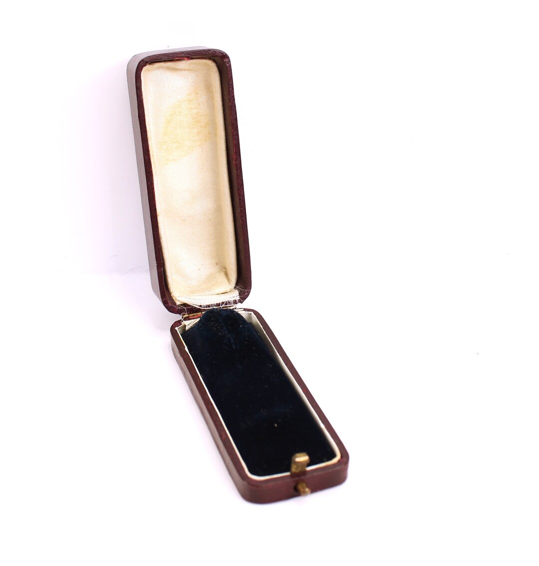 Antique Victorian Burgundy Leather Stick Pin Box. Perfect for a Gift or ...