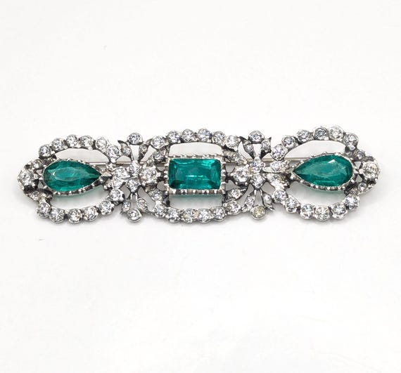 Large Antique Solid Silver Paste brooch - image 1