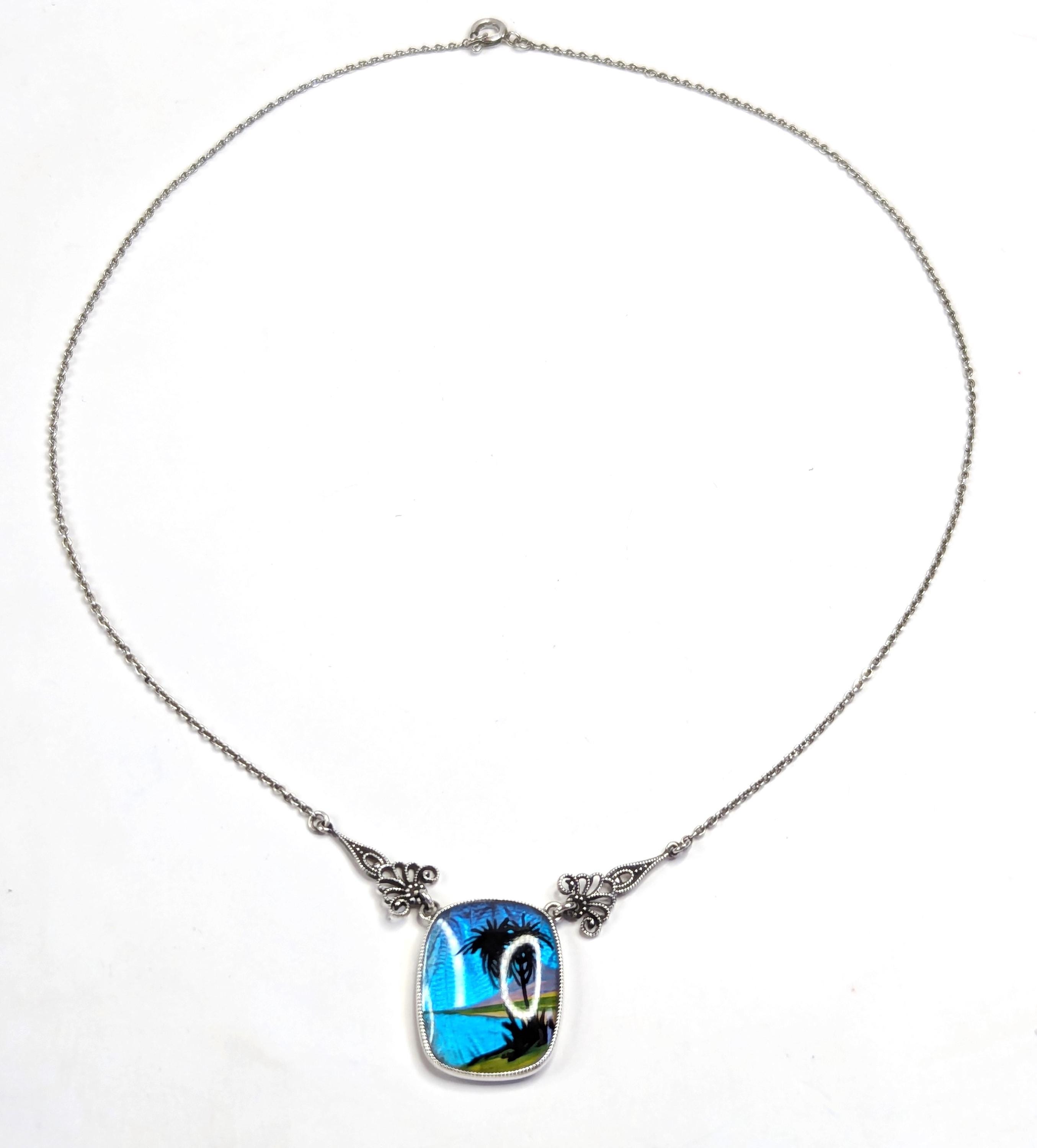 Pendentif Ancien Ailes De Papillon En Argent Massif - Bijou Vintage - Occasion