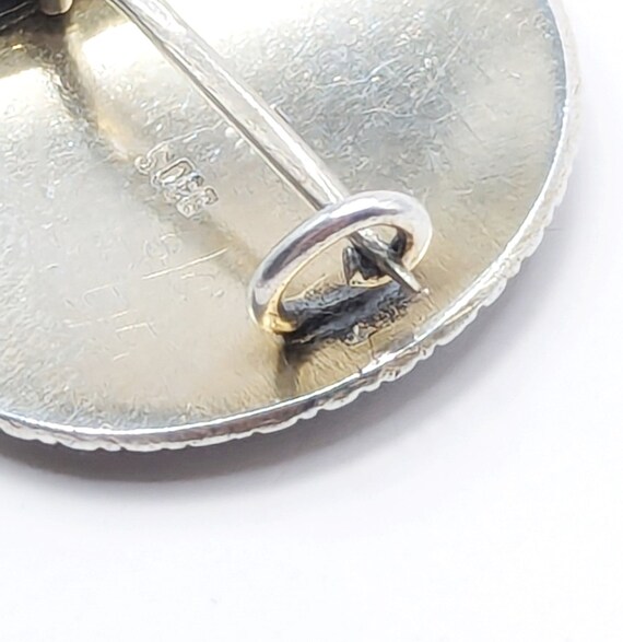 Art Deco silver Guilloche Enamel rose brooch. Cir… - image 5
