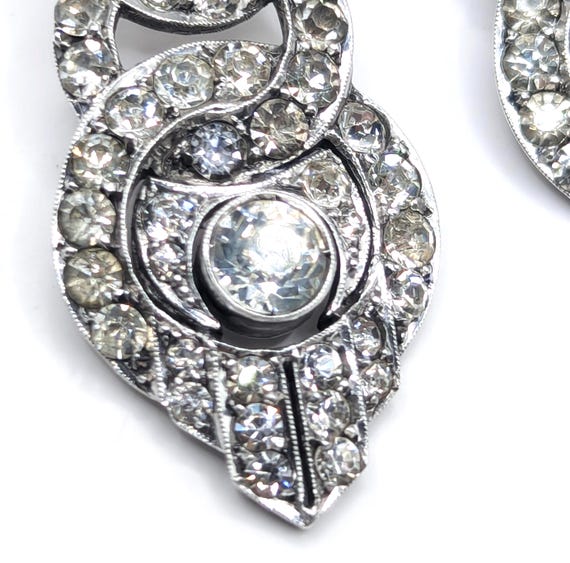 Early 1900s Antique Solid Silver Paste Drop Earri… - image 3